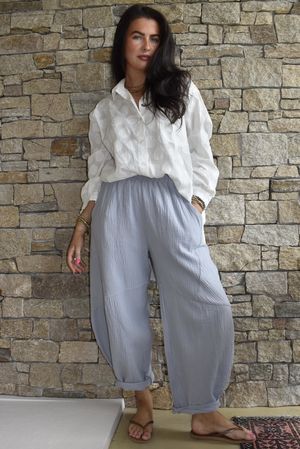 Hush Pillow Cotton Classic Barrel Pant Cloud Grey